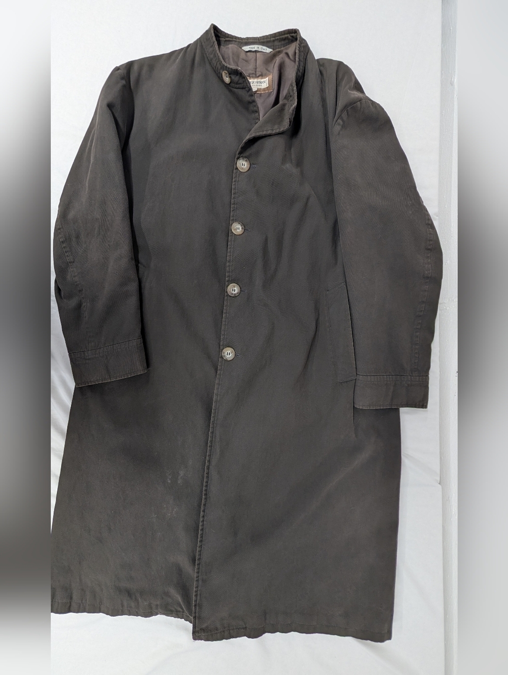 Vintage Giorgio Armani Le Collezioni Men's Gray Long Trench Coat